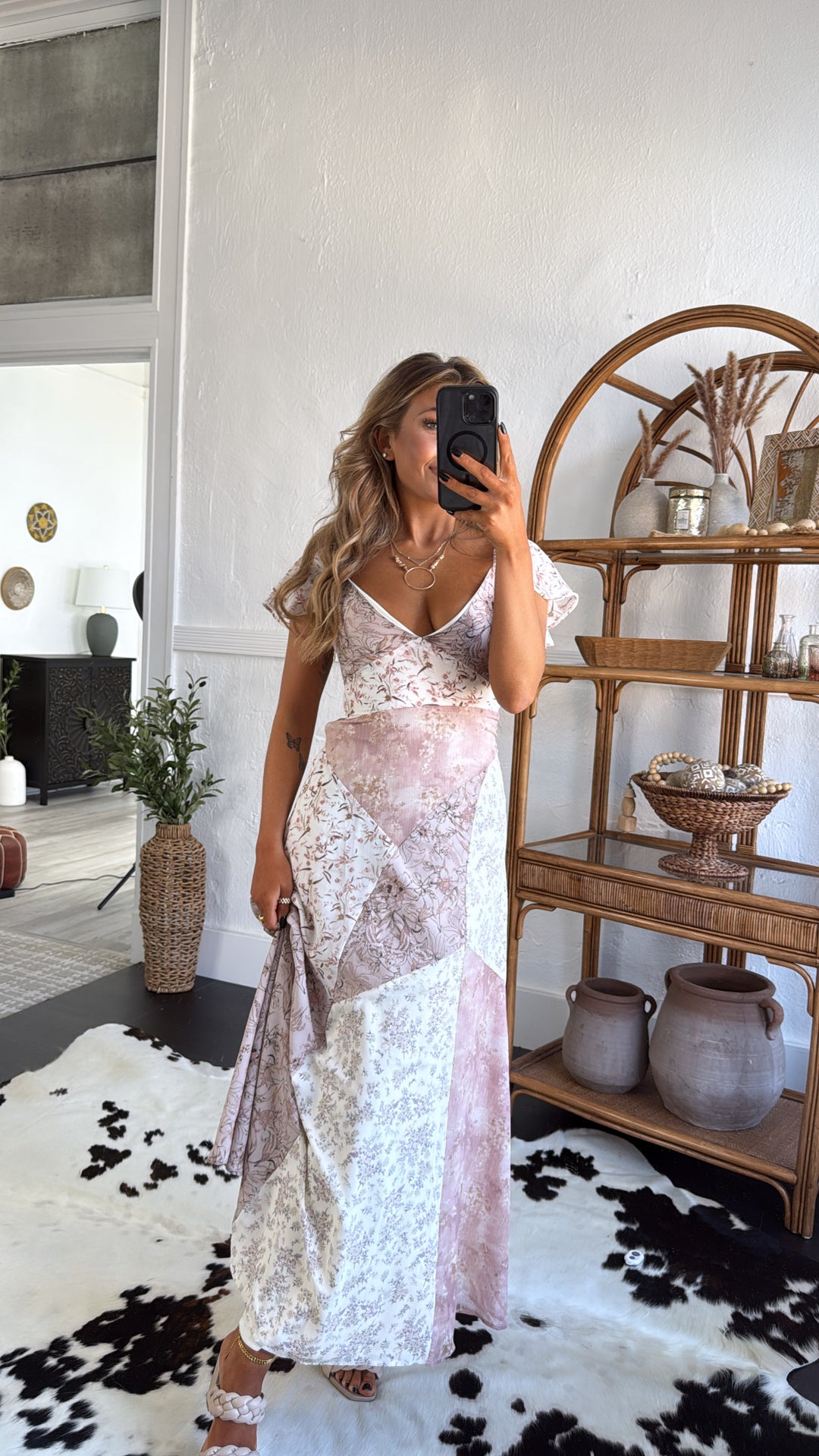 Country Fields Maxi Dress, Cream Floral