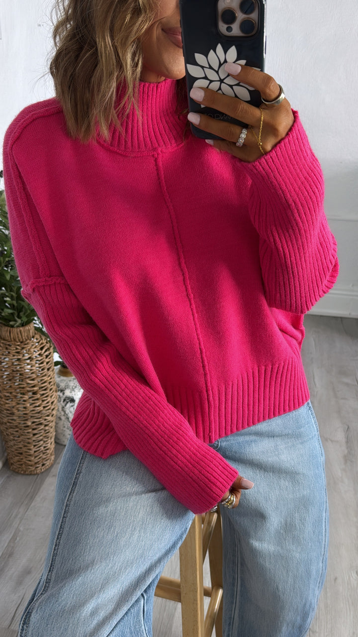 The Cozy Edit Sweater, Hot Pink