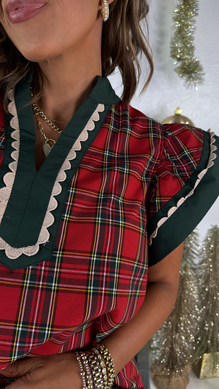 Holly Frost Plaid Top, Red