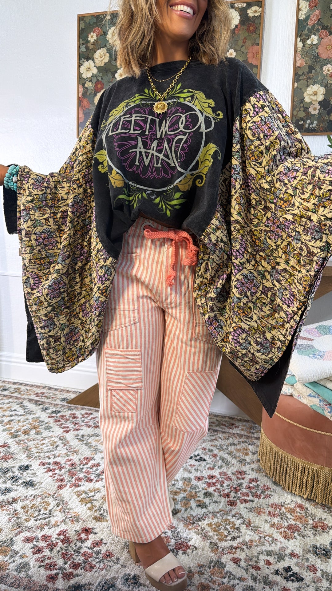 Silver Springs Poncho Top, Black