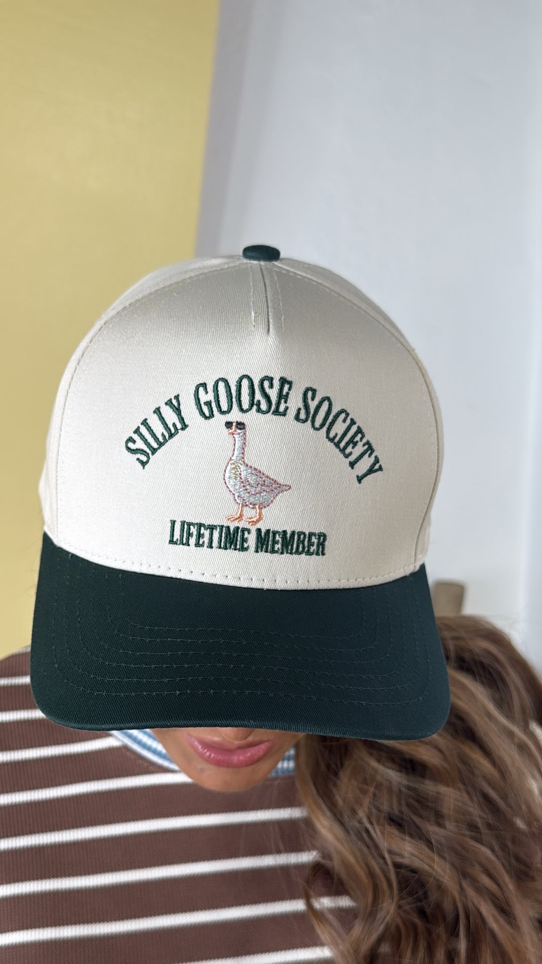 Silly Goose Society Ball Cap, Green/ Natural