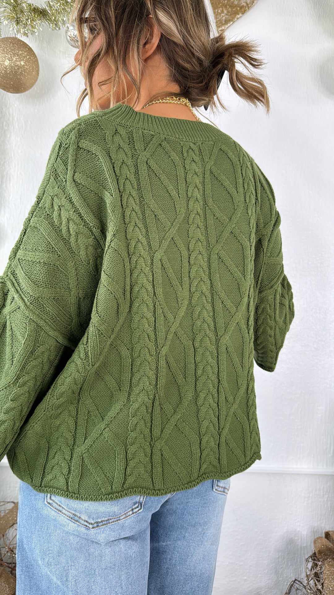 Winter Washed Knit Sweater, Olive
