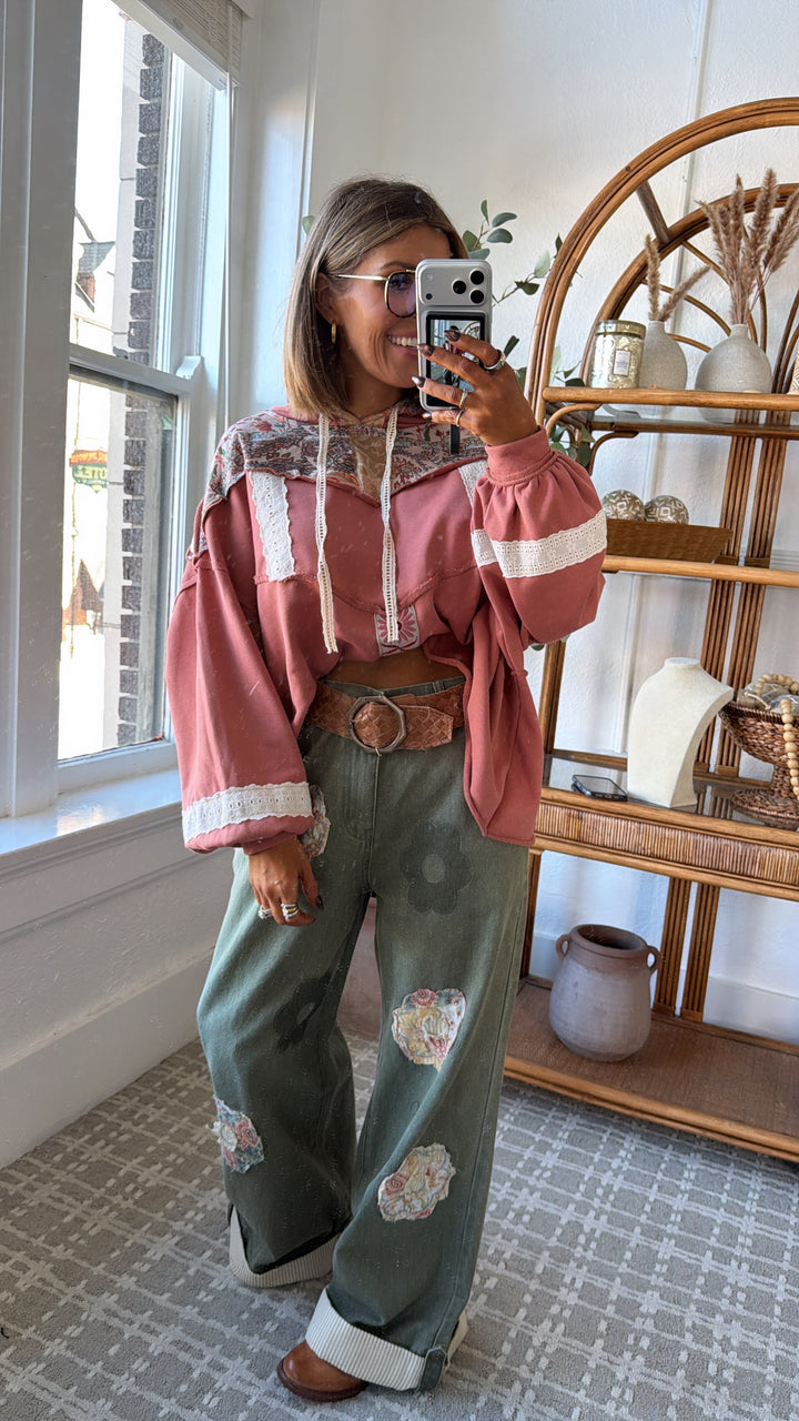 Sugar Stitch Hooded Sweater, Ginger