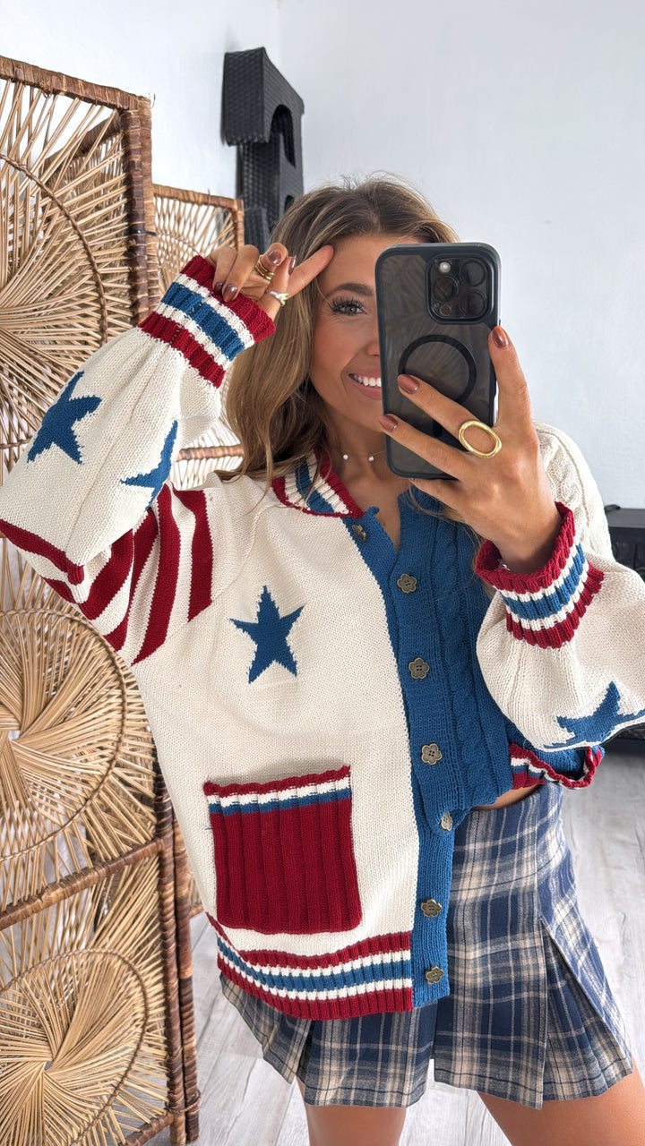 Willow Haven Knit Cardigan, Cream Multi