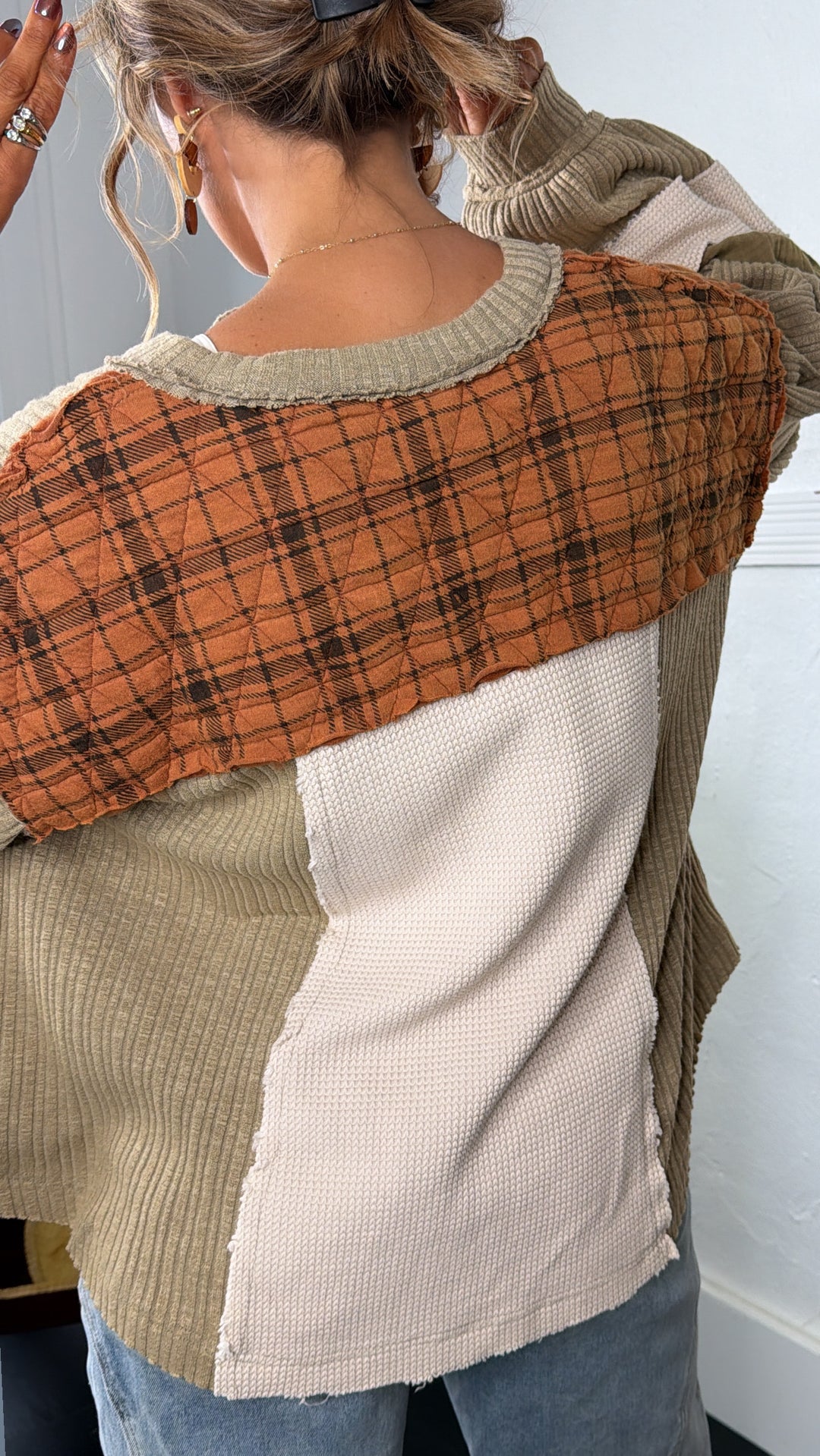 Patchwork Fields Top, Beige