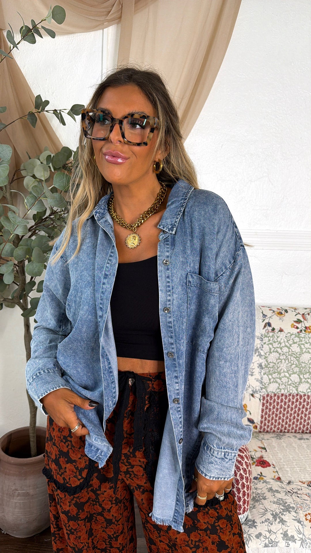 The Canyon Denim Top, Deep Blue