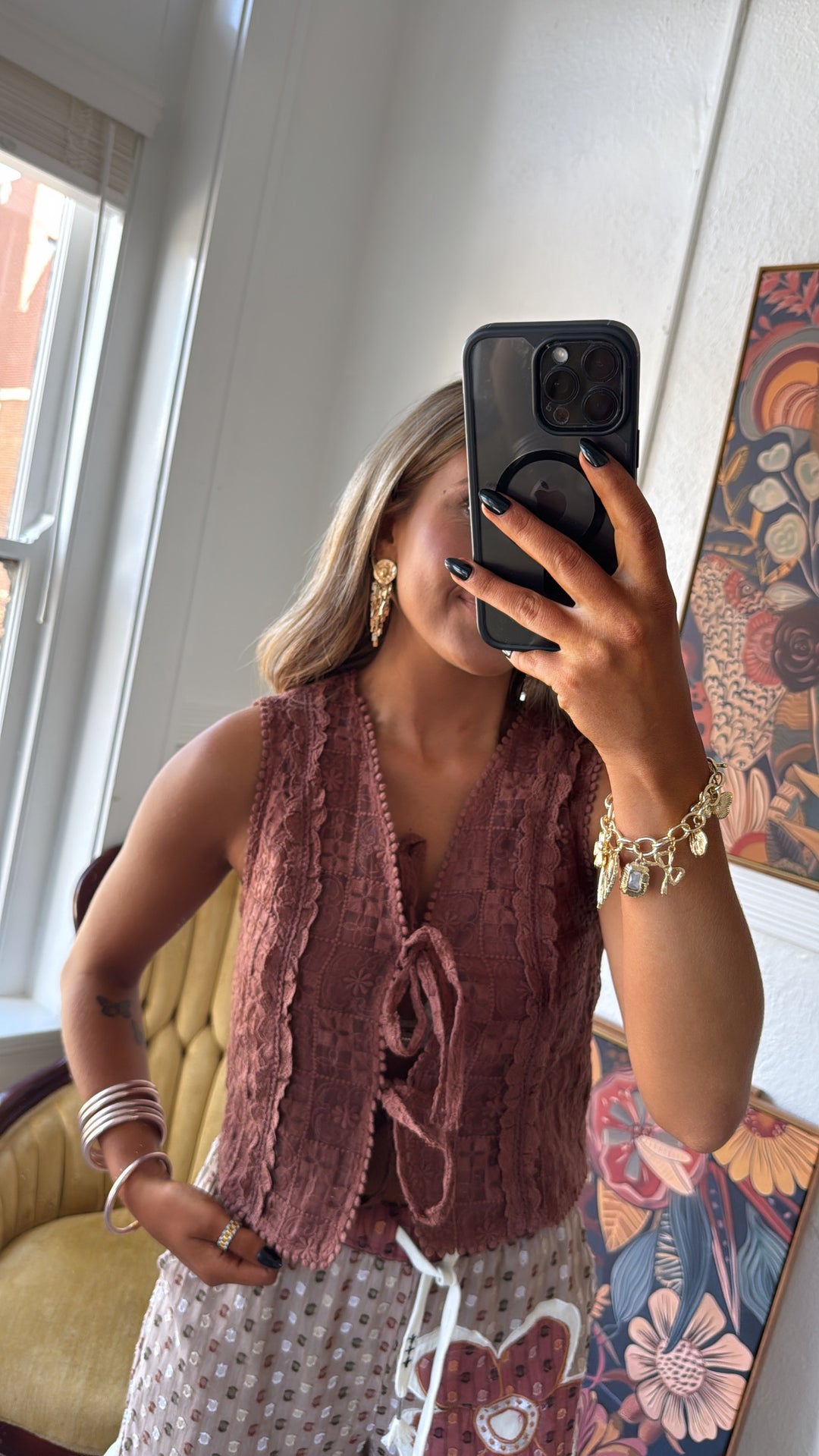 Desert Rose Tie Vest, Mocha