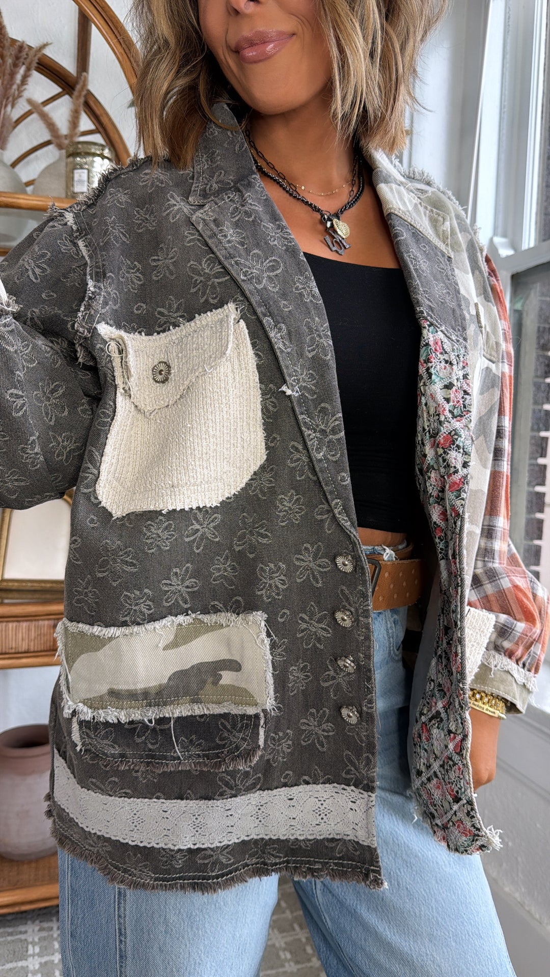 Camo Petal Jacket, Black