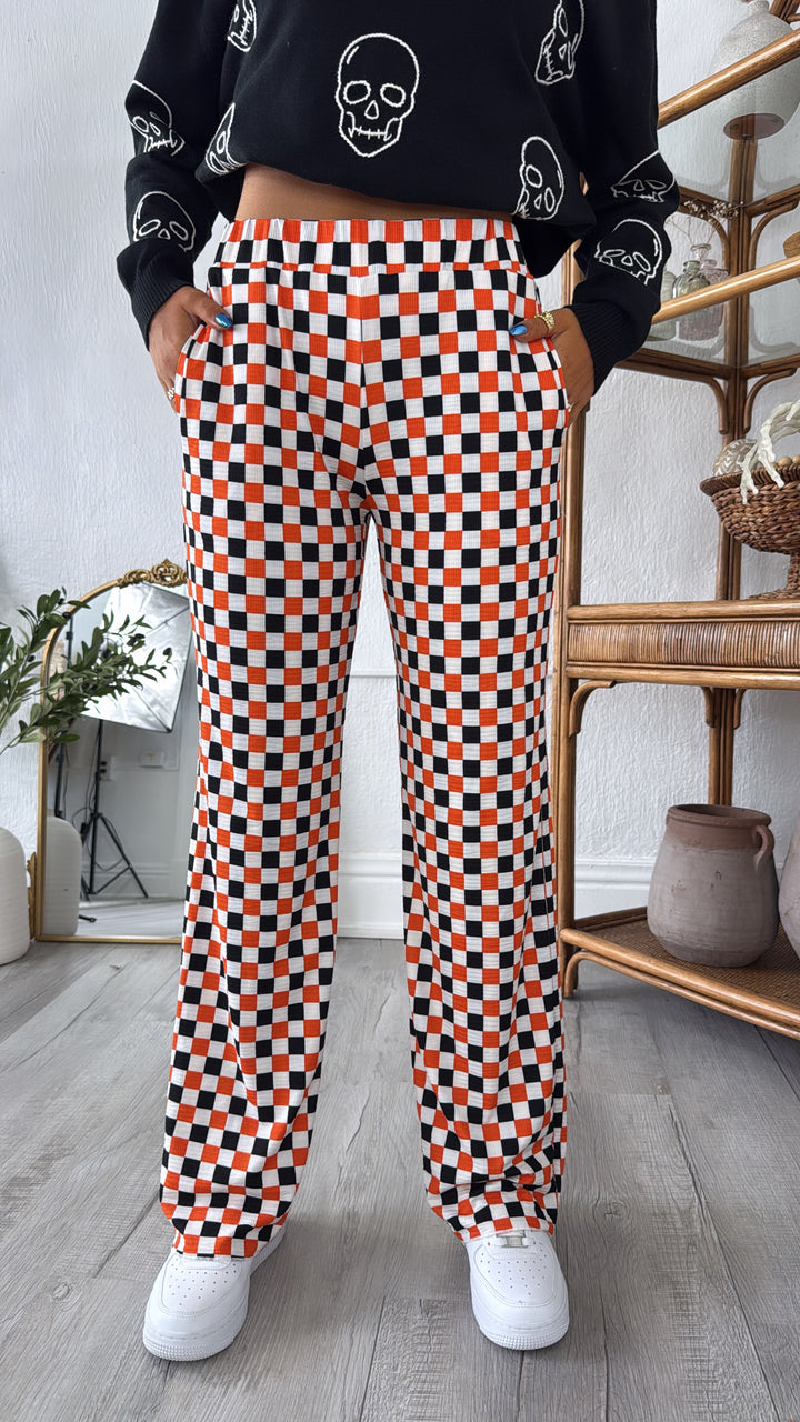 ECB Exclusive : Kickin' It Checkered Pant, Orange/Black