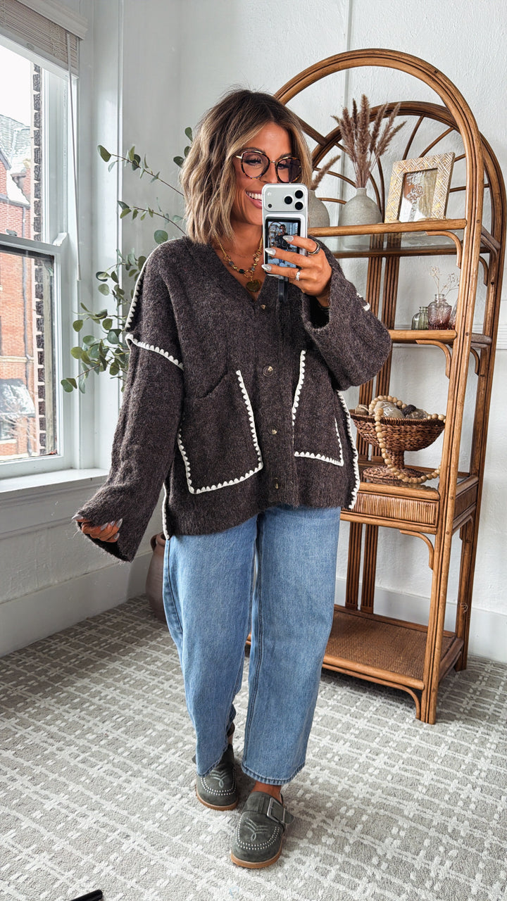 Rosewood Manor Cardigan, Dark Brown