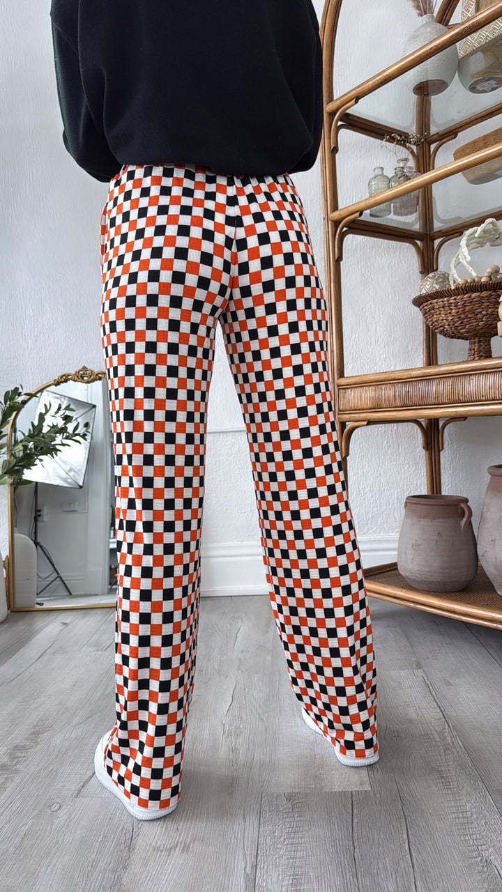 ECB Exclusive : Kickin' It Checkered Pant, Orange/Black