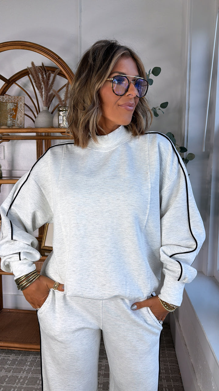 Eastside Mock Neck Sweatshirt, Heather Grey