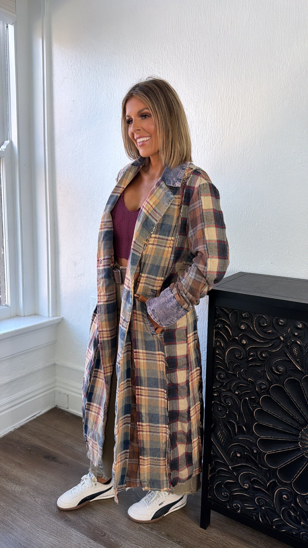 Stop & Stare Washed Plaid Jacket