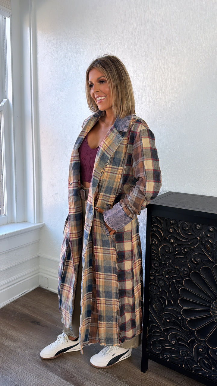 Stop & Stare Washed Plaid Jacket