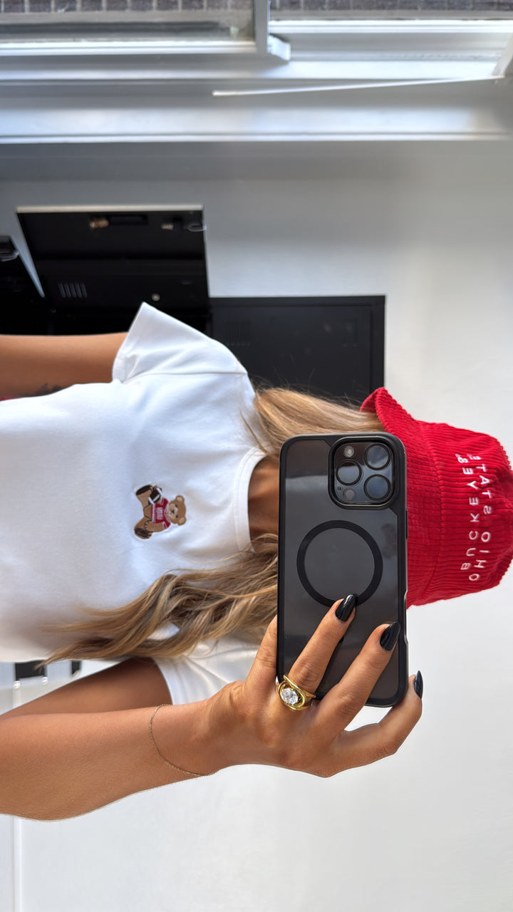 Touchdown Teddy Baby Tee, White/ Red