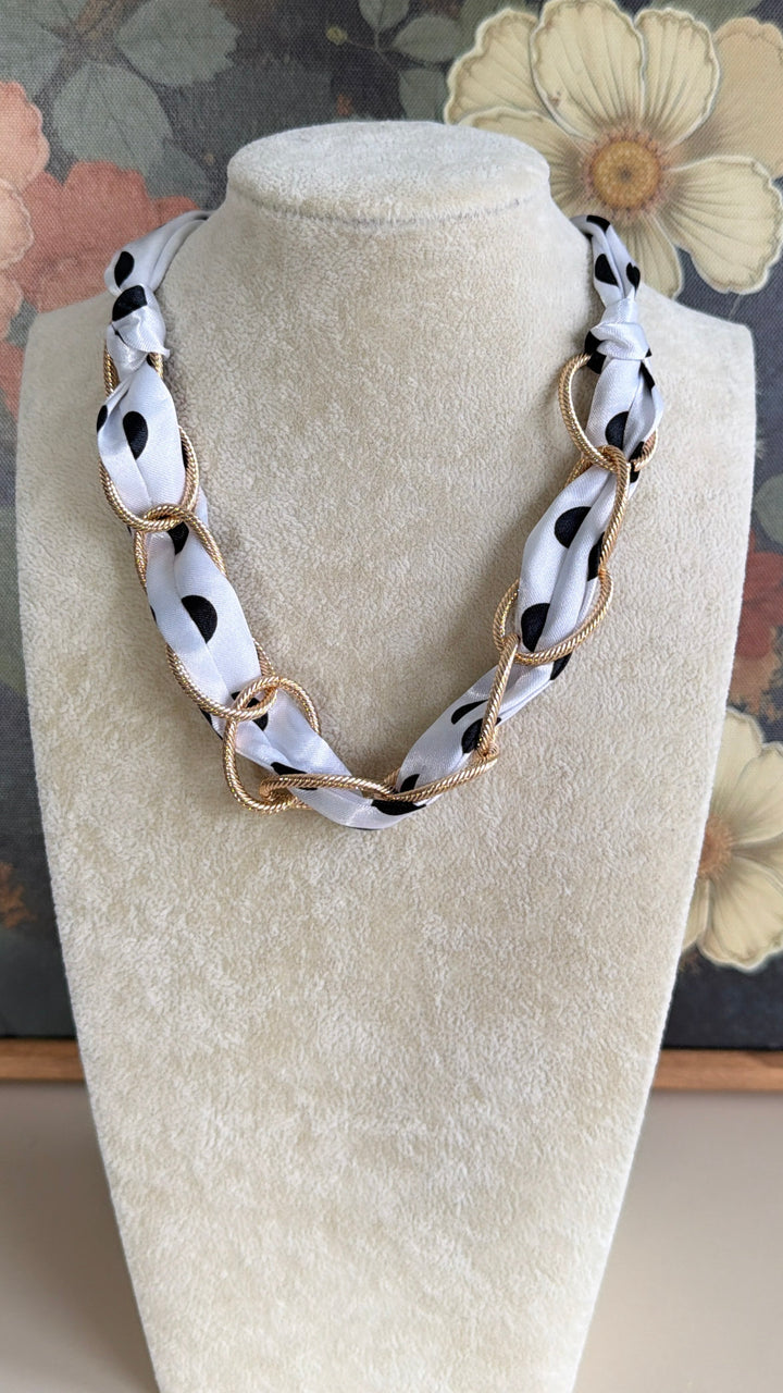 Polka Dot Charm Necklace, White/Black