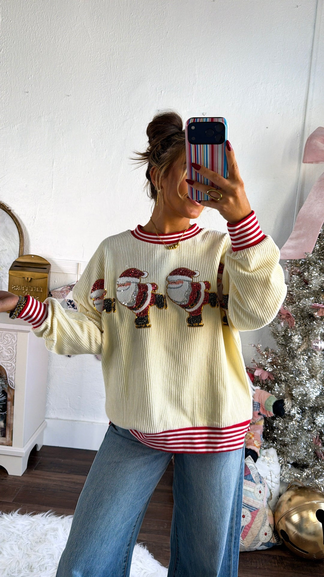 Holly Jolly Skatin’ Sequin Santa Sweater