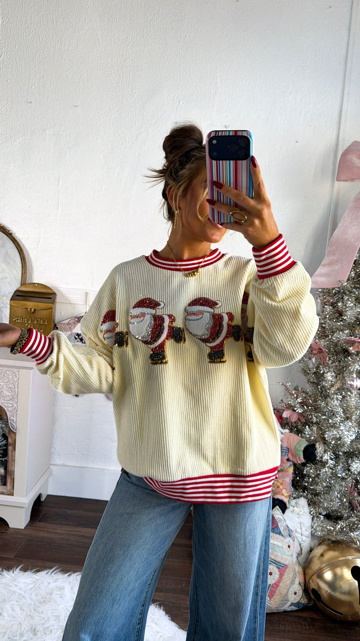 Holly Jolly Skatin’ Sequin Santa Sweater