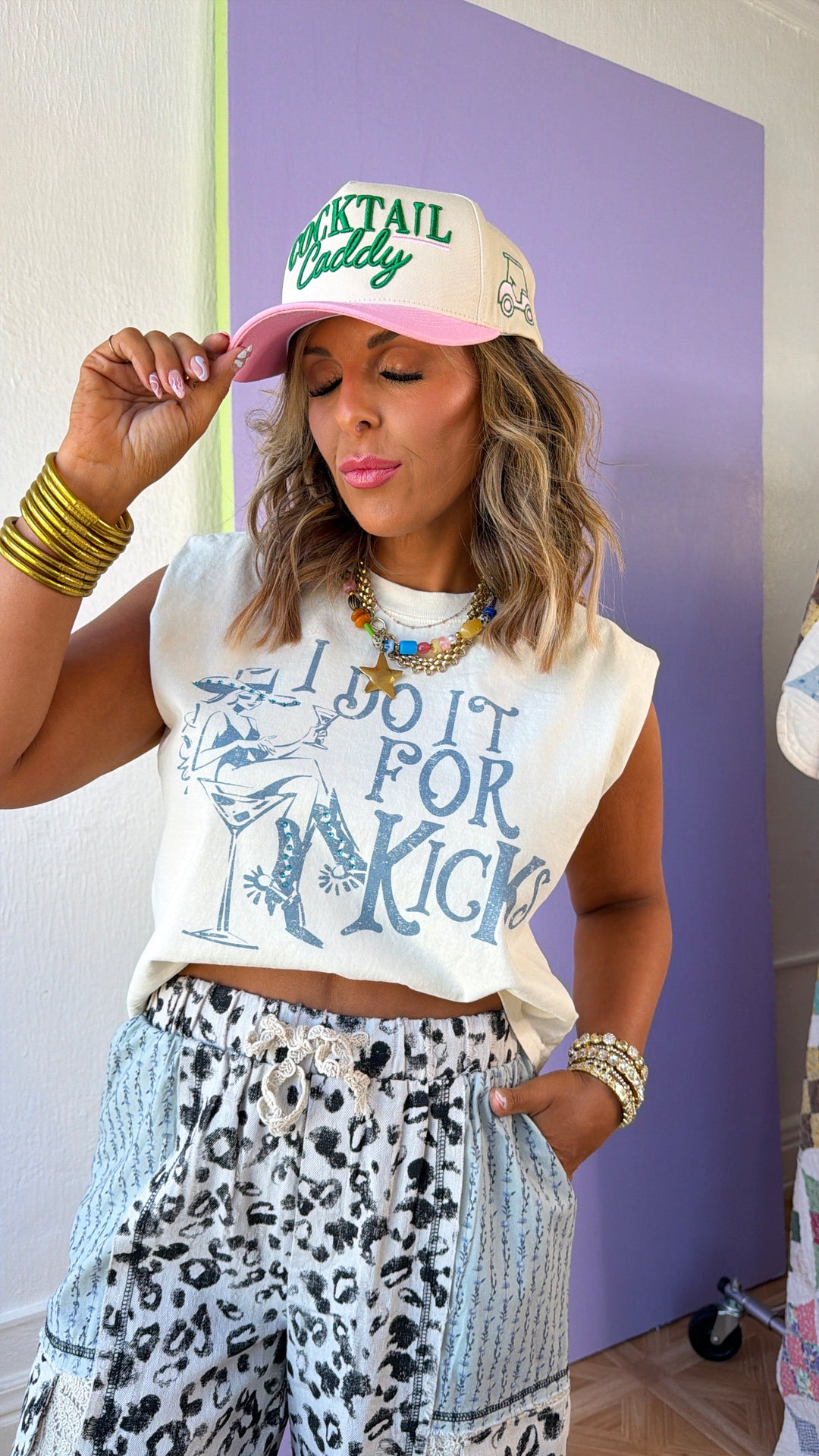 I Do It For Kicks Muscle Tank, Cream