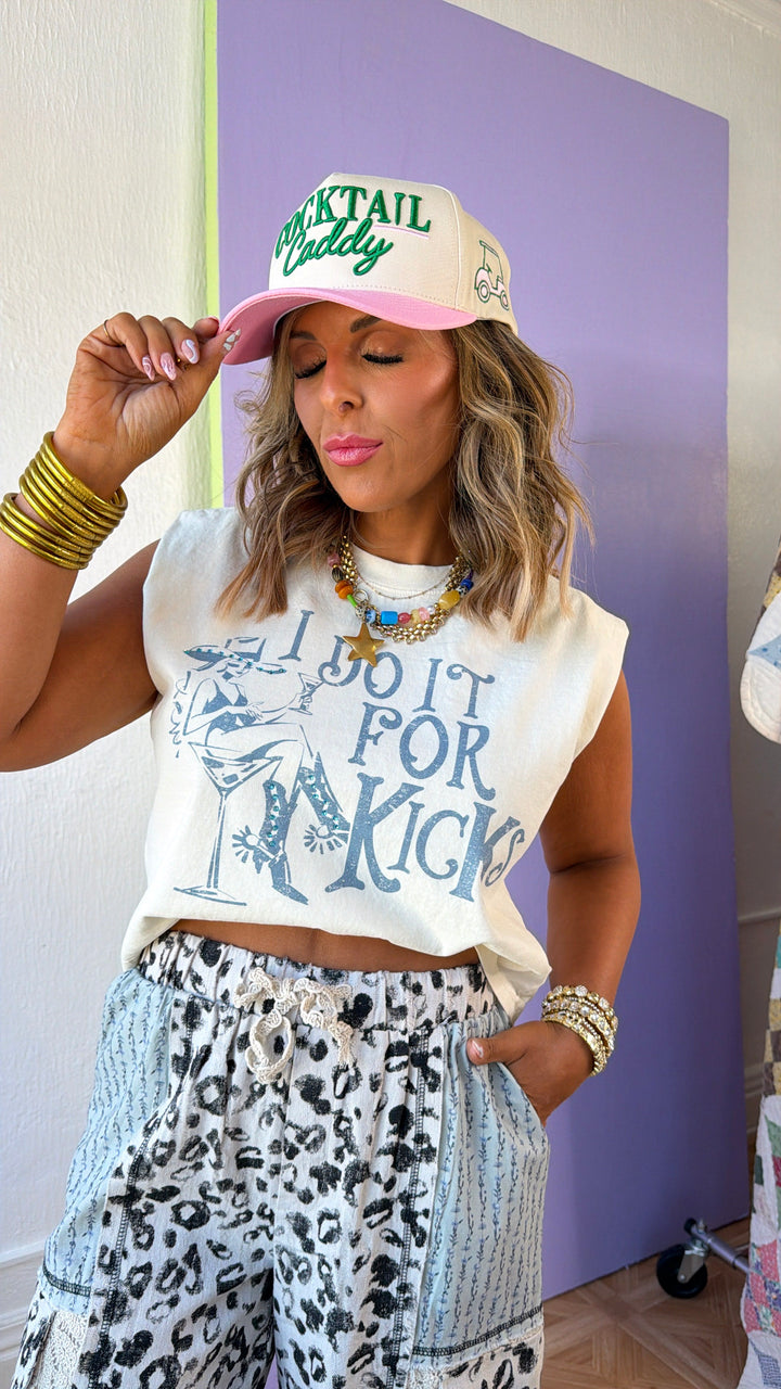 I Do It For Kicks Muscle Tank, Cream