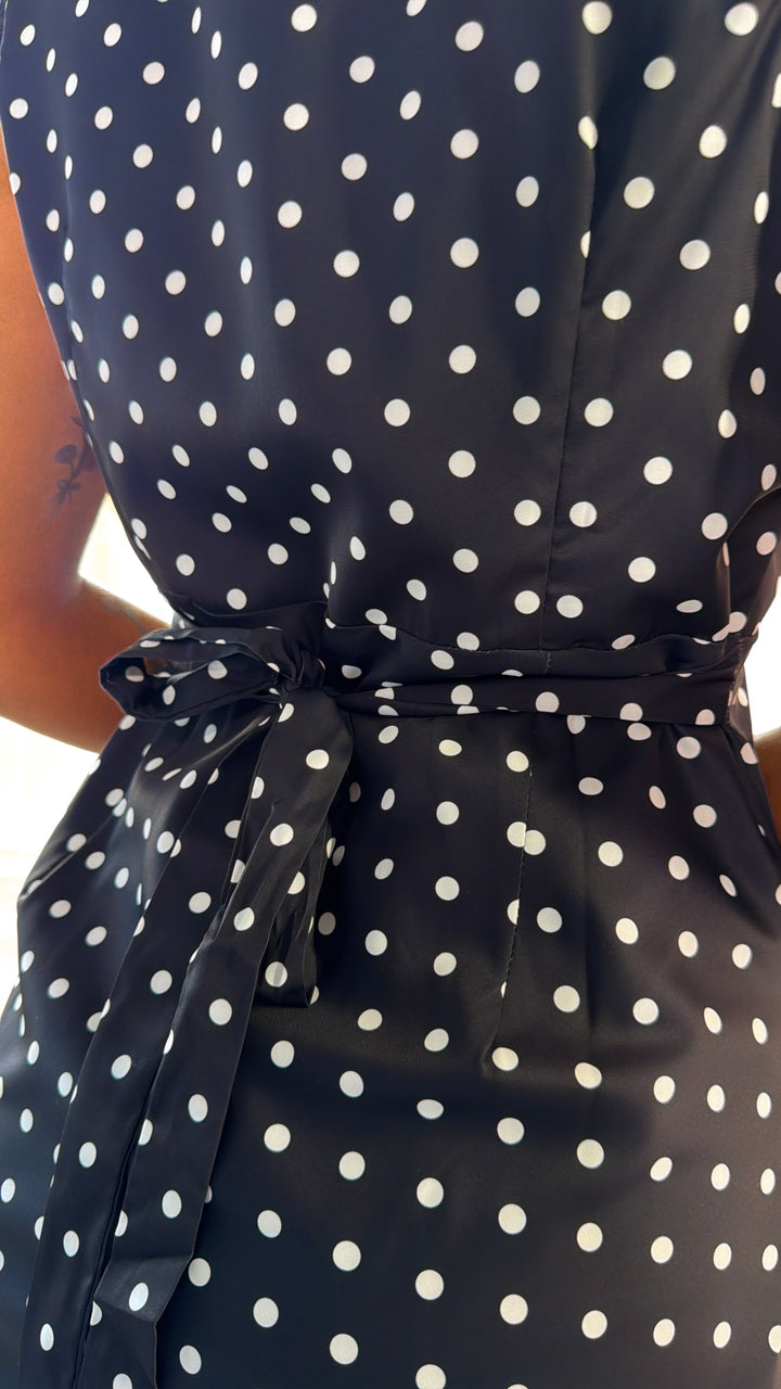 Simple In Dots Dress, Black/Ivory