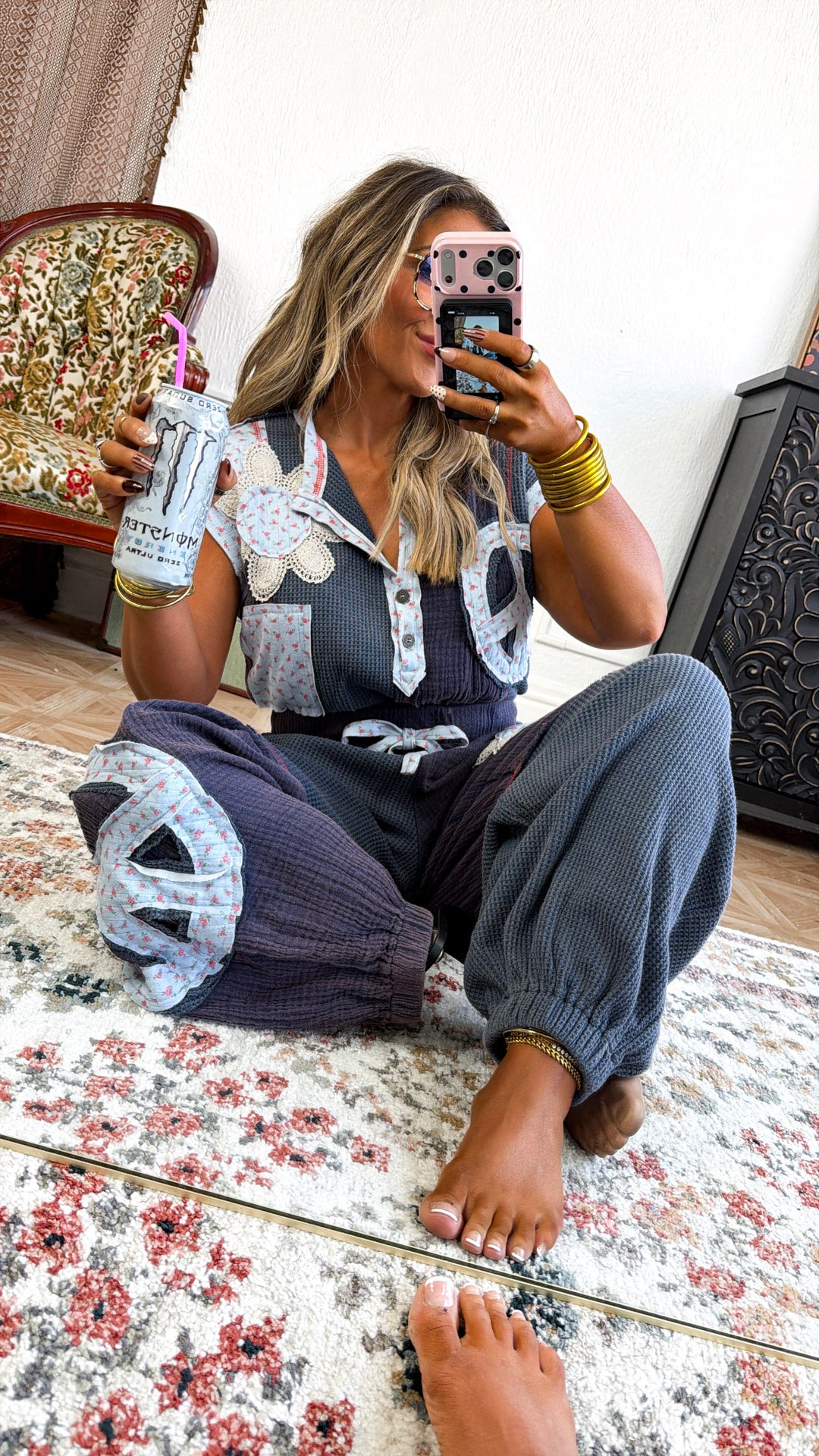 Boho Calm & Relaxed Jumpsuit, Navy Floral