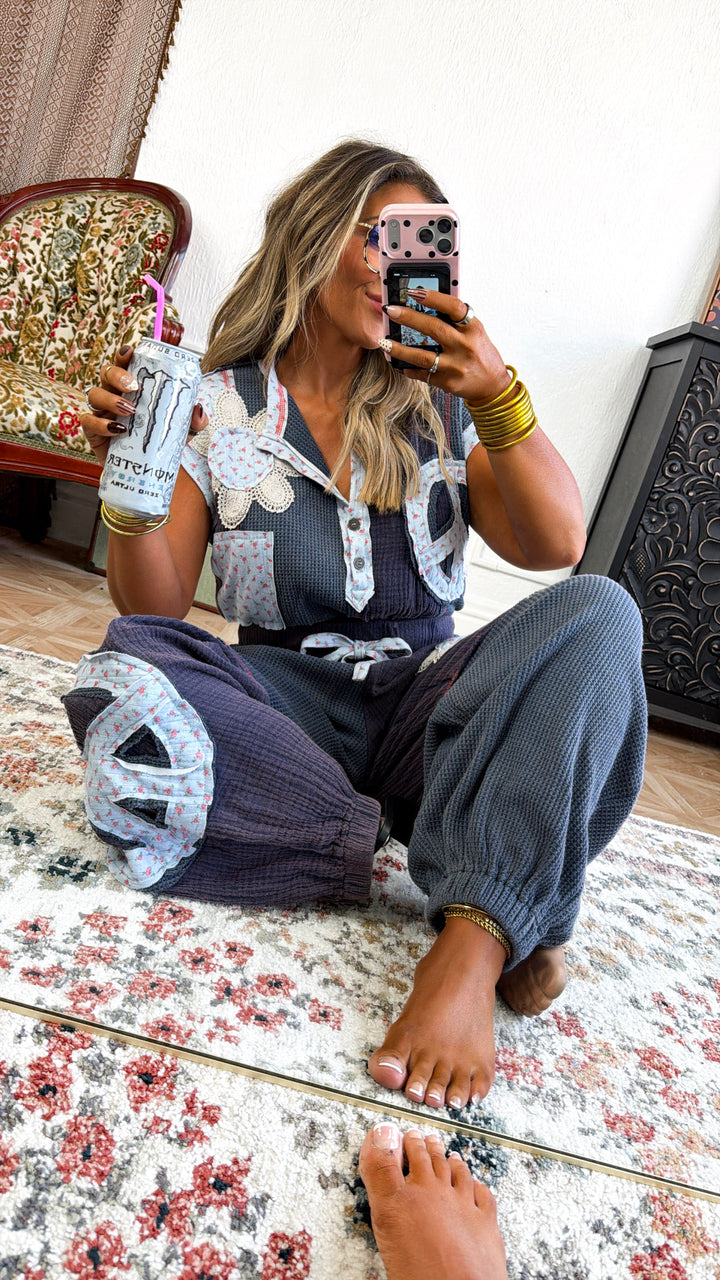 Boho Calm & Relaxed Jumpsuit, Navy Floral