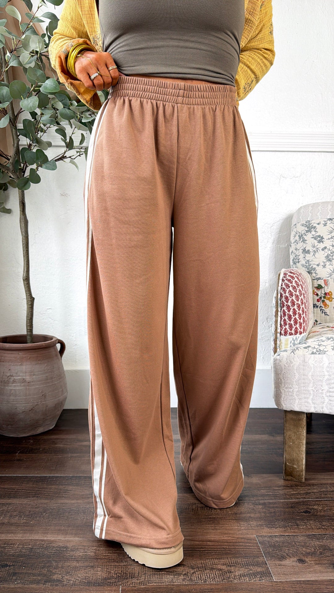 Track Style Relaxed Pants, Mocha