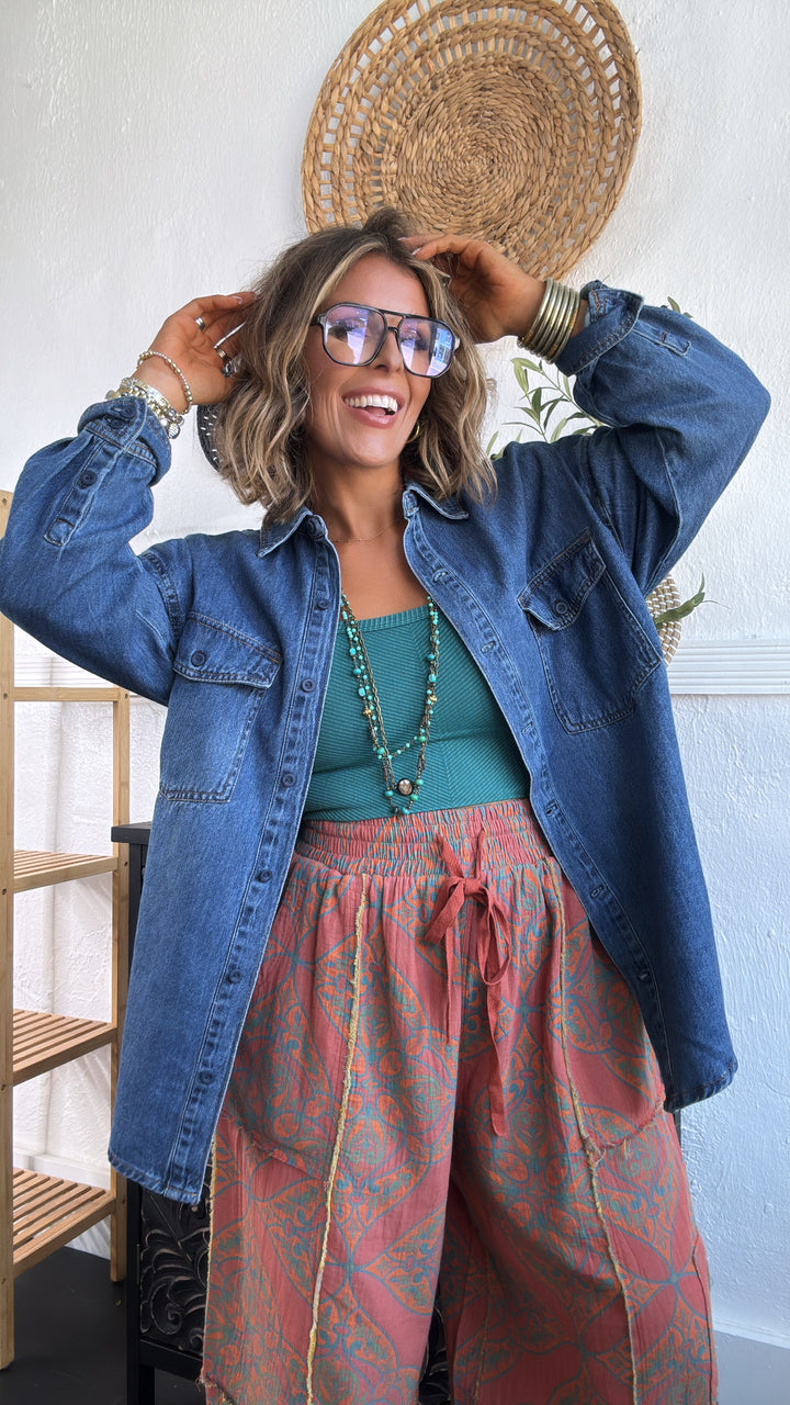 Cowboy Classic Denim Button Up, Risen Dark Wash