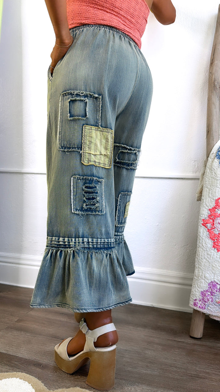 Cottage Patch Wide Leg Pant, Denim