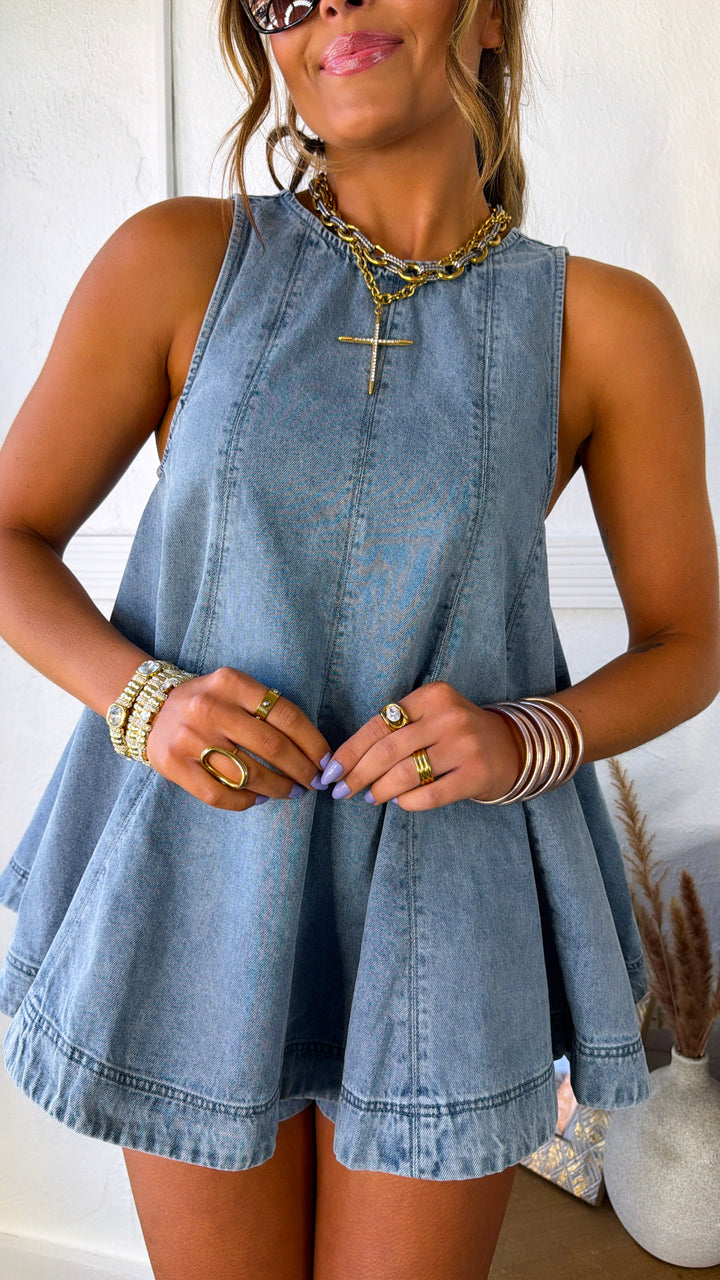 Blueberry Milk Denim Top, Denim