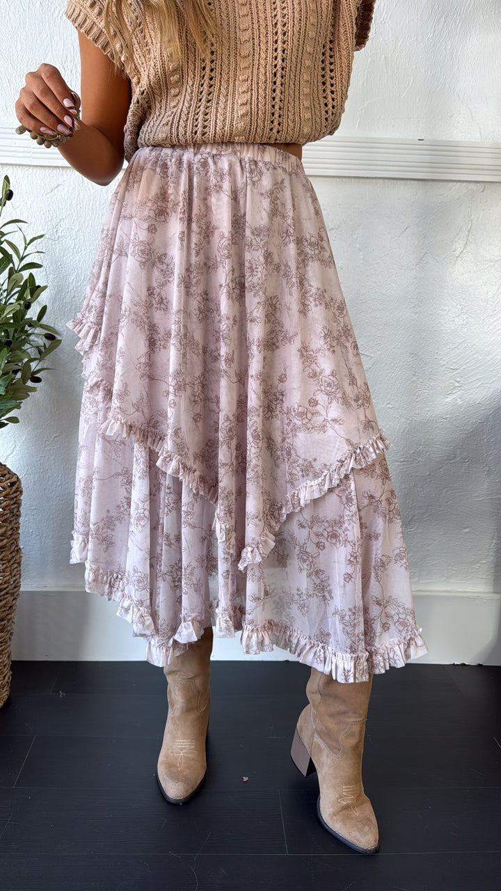 Hazel Bloom Maxi Skirt, Cream Multi