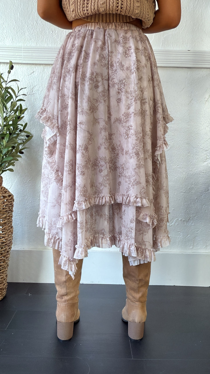 Hazel Bloom Maxi Skirt, Cream Multi