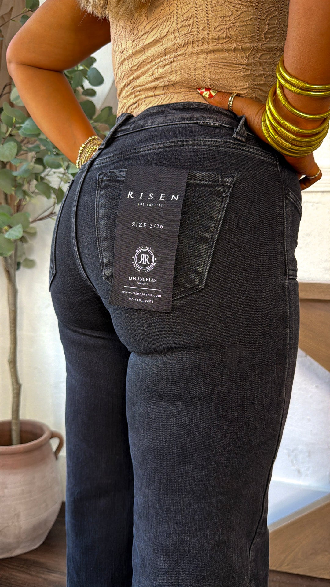Duke Mid Rise Black Denim, Risen
