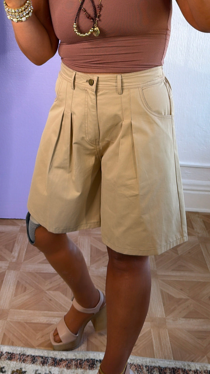 Jude Wide Leg Short, Beige