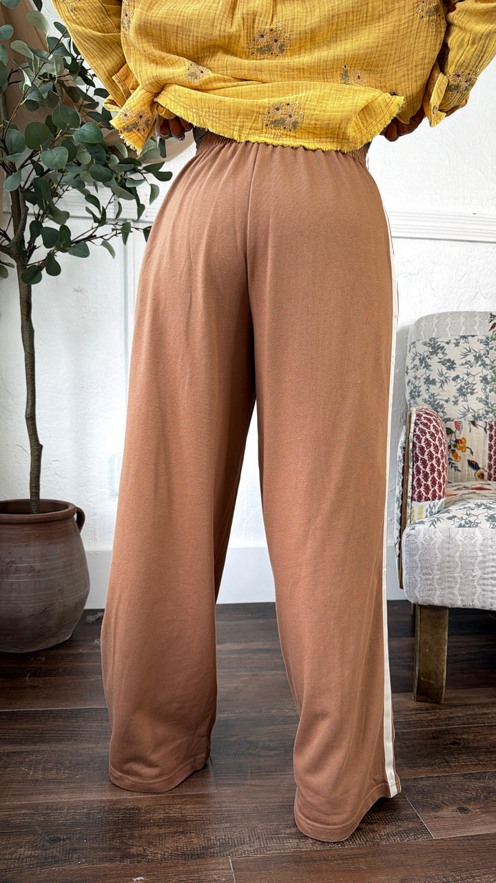 Track Style Relaxed Pants, Mocha