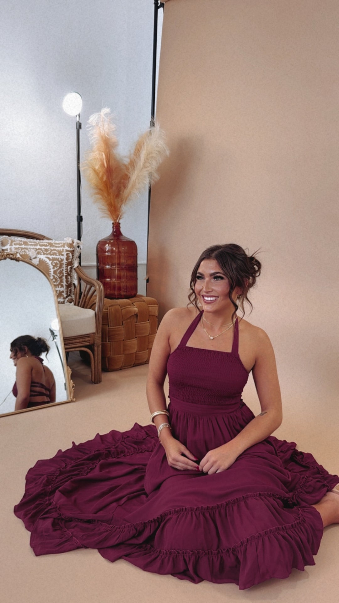 ECB Exclusive: Between the Lines Maxi Dress, Burgundy Large ECB Exclusive: Between the Lines Maxi Dress, Burgundy Large