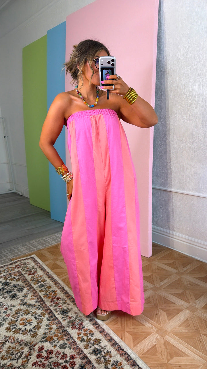 Sun Pop Jumpsuit, Hibiscus/ Melon