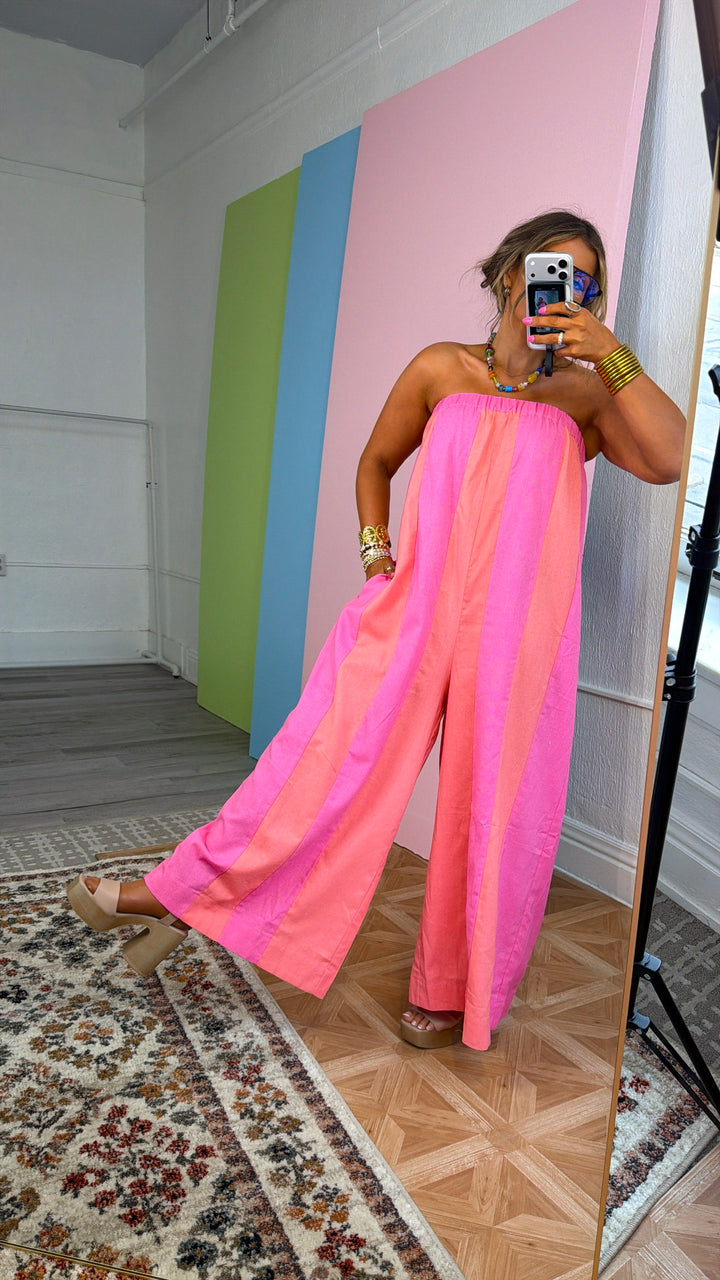 Sun Pop Jumpsuit, Hibiscus/ Melon