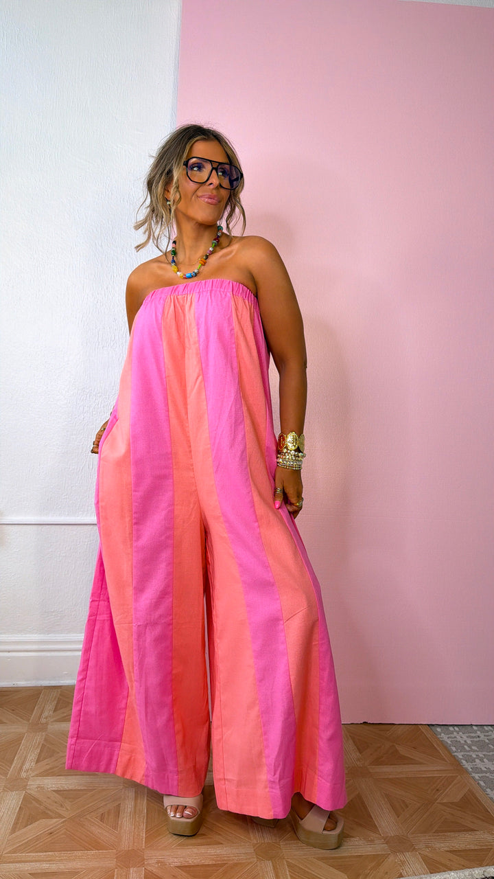 Sun Pop Jumpsuit, Hibiscus/ Melon