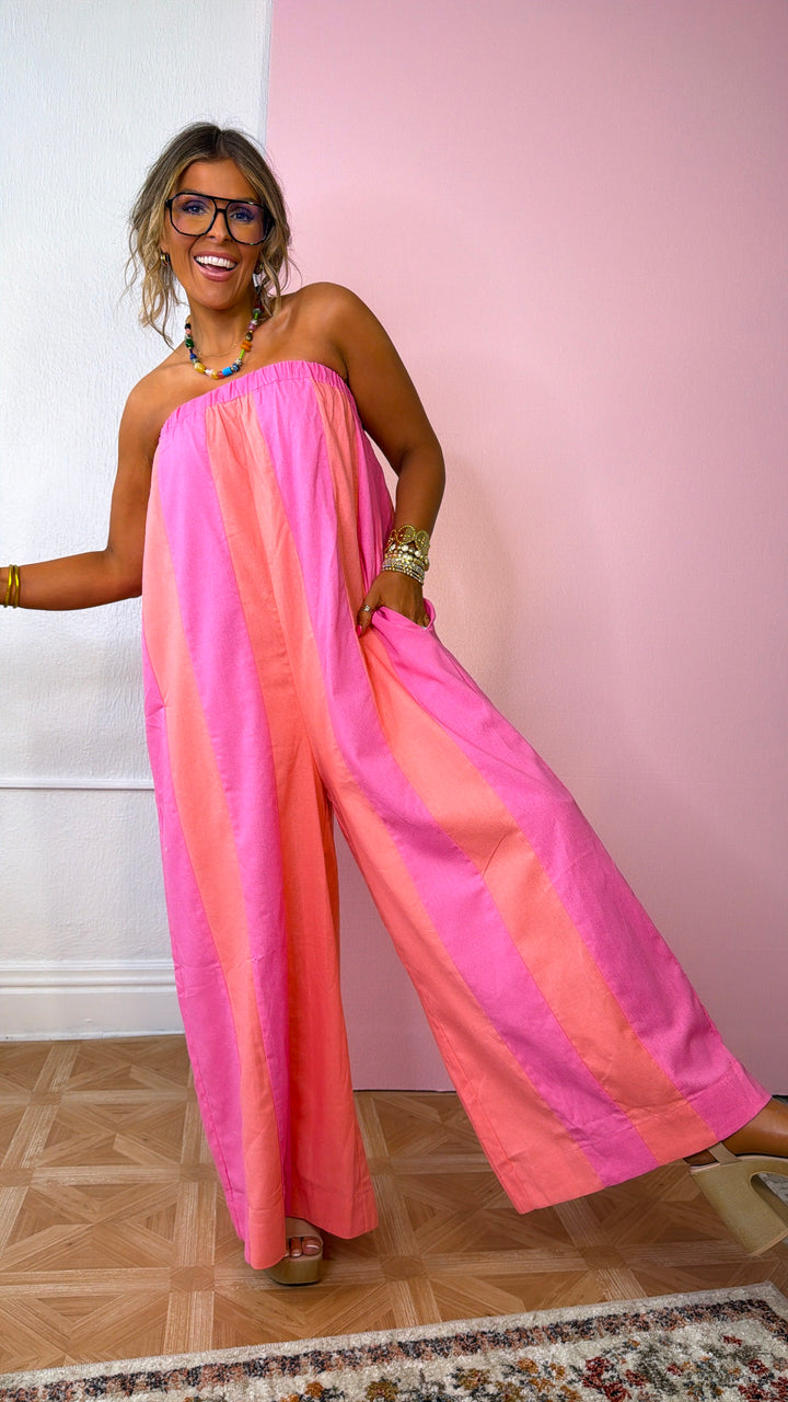 Sun Pop Jumpsuit, Hibiscus/ Melon