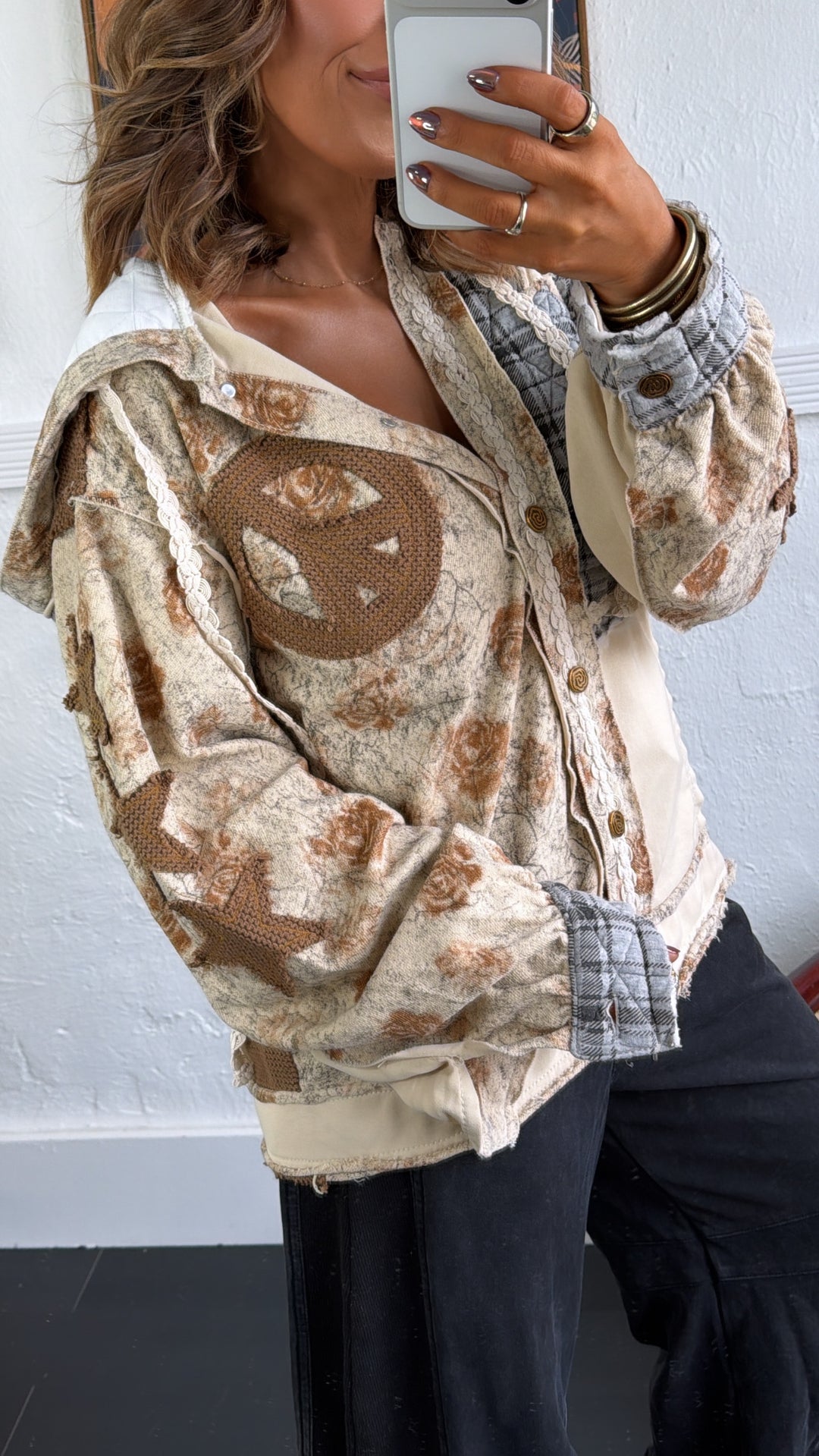 Golden Loom Patterned Jacket, Toasted Almond