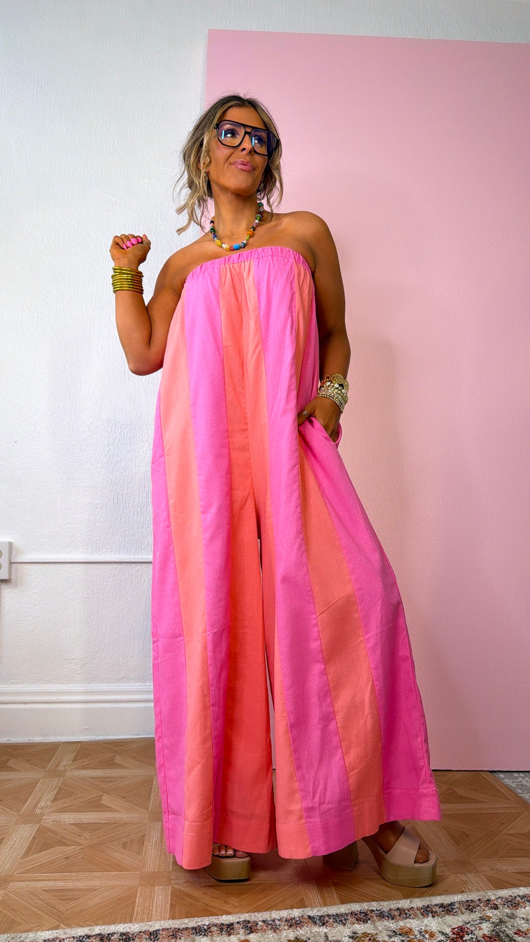 Sun Pop Jumpsuit, Hibiscus/ Melon