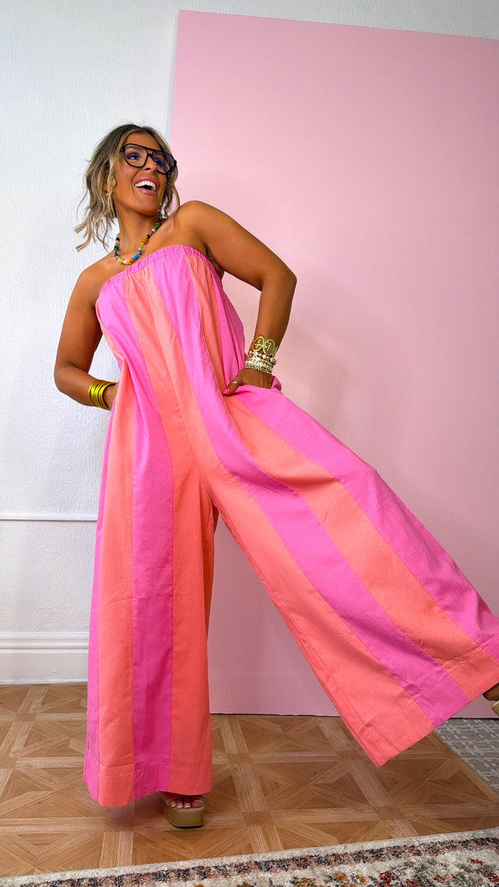 Sun Pop Jumpsuit, Hibiscus/ Melon