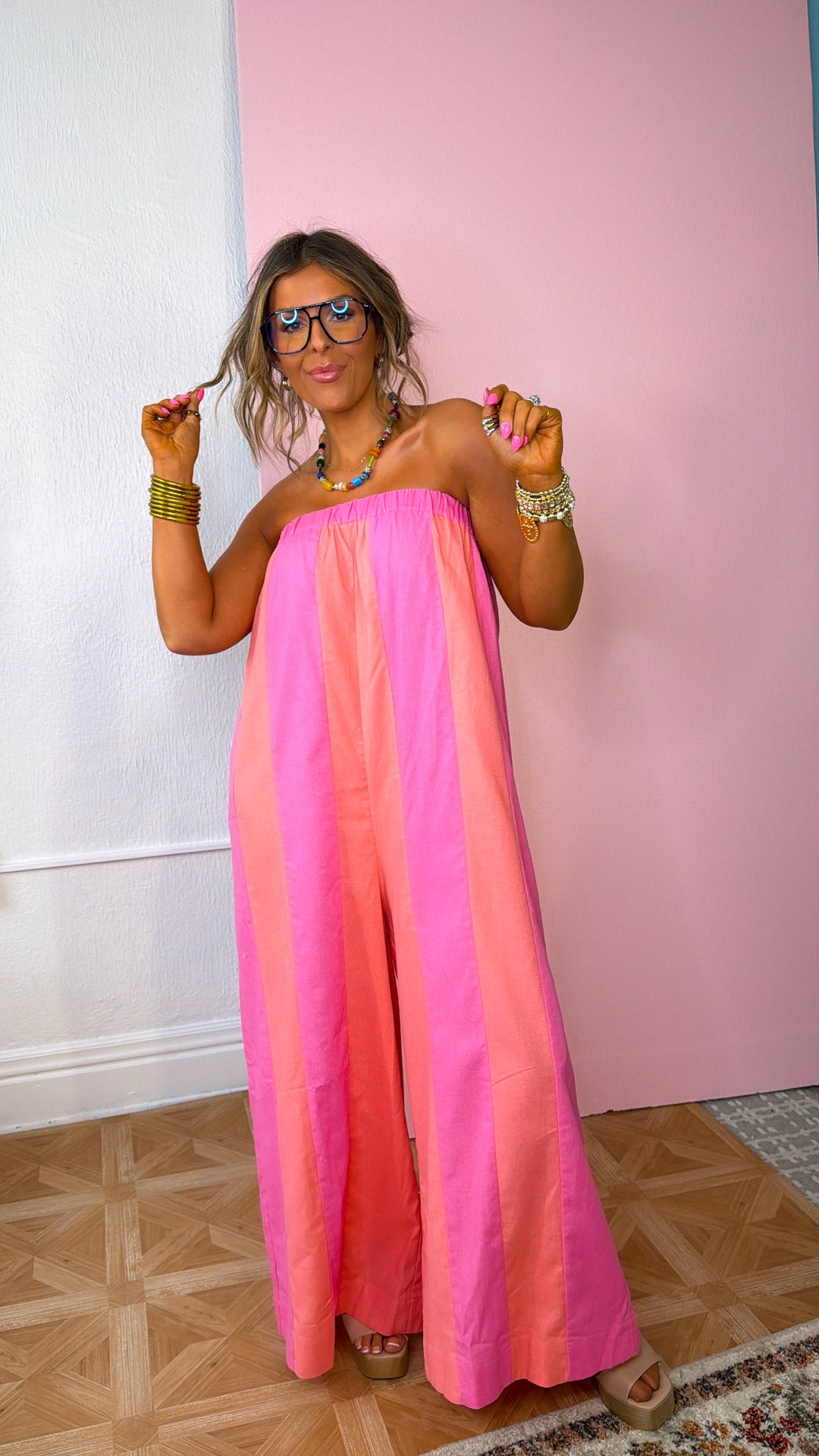 Sun Pop Jumpsuit, Hibiscus/ Melon