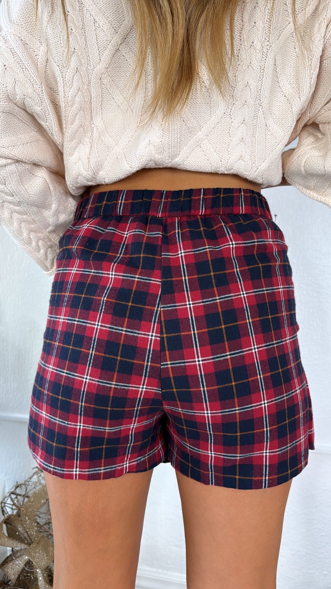 Winter Waltz Plaid Skort, Red/Navy