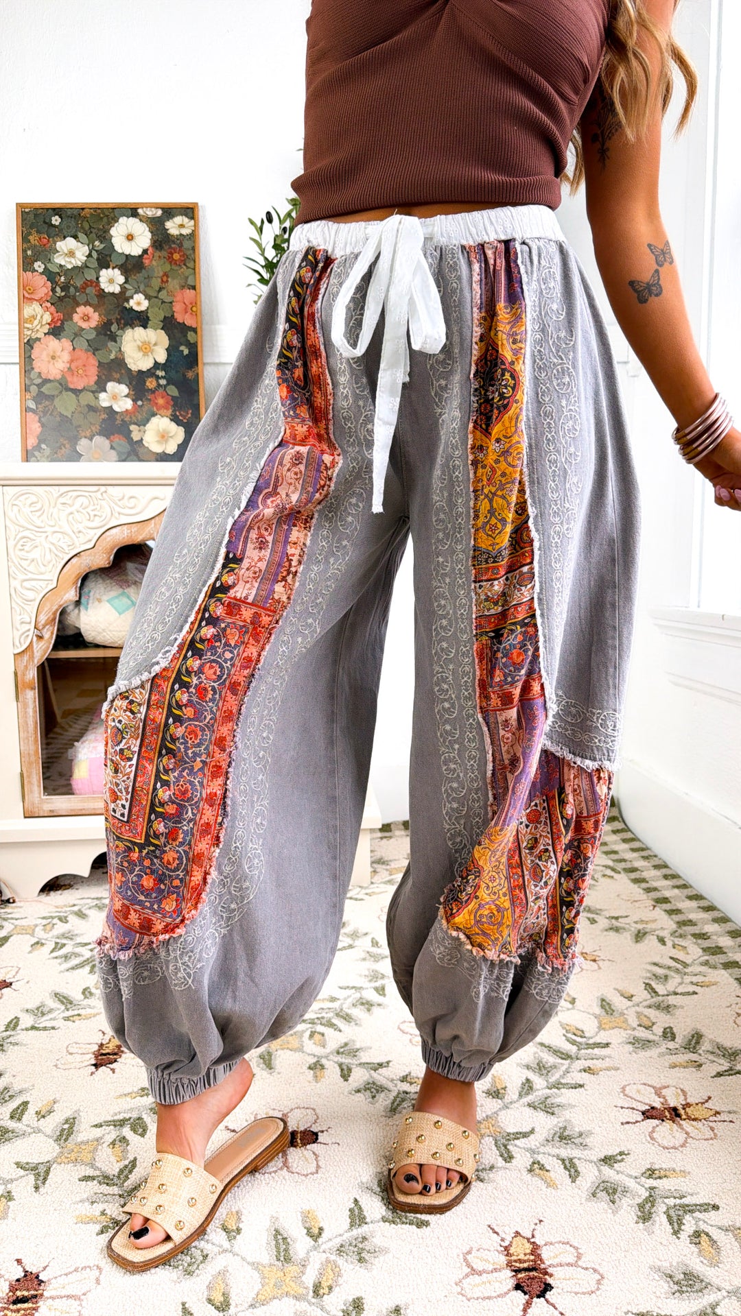 Solara Embroidered Jogger, Pale Charcoal