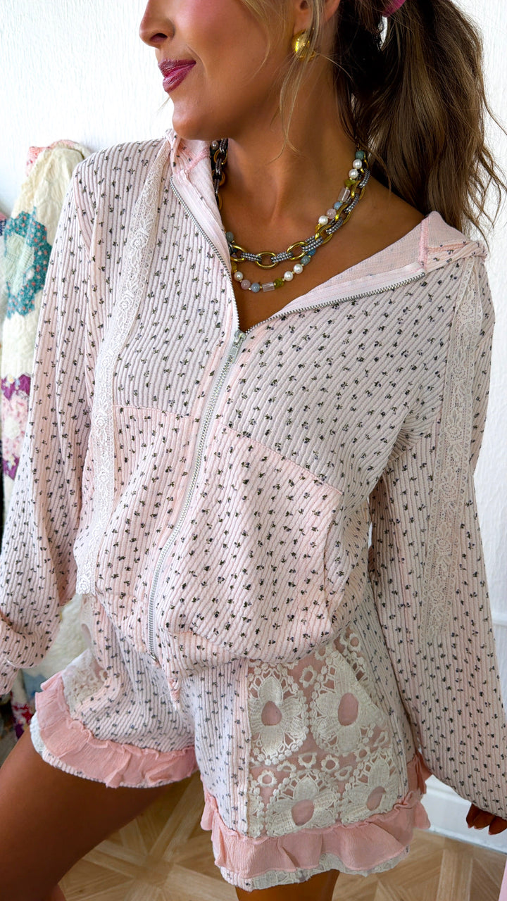 Bayrose Floral Zip Up Jacket, Blush Floral