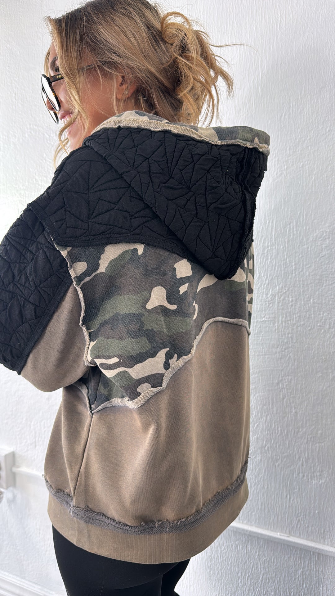 On Edge Camo Zip Up, Charcoal