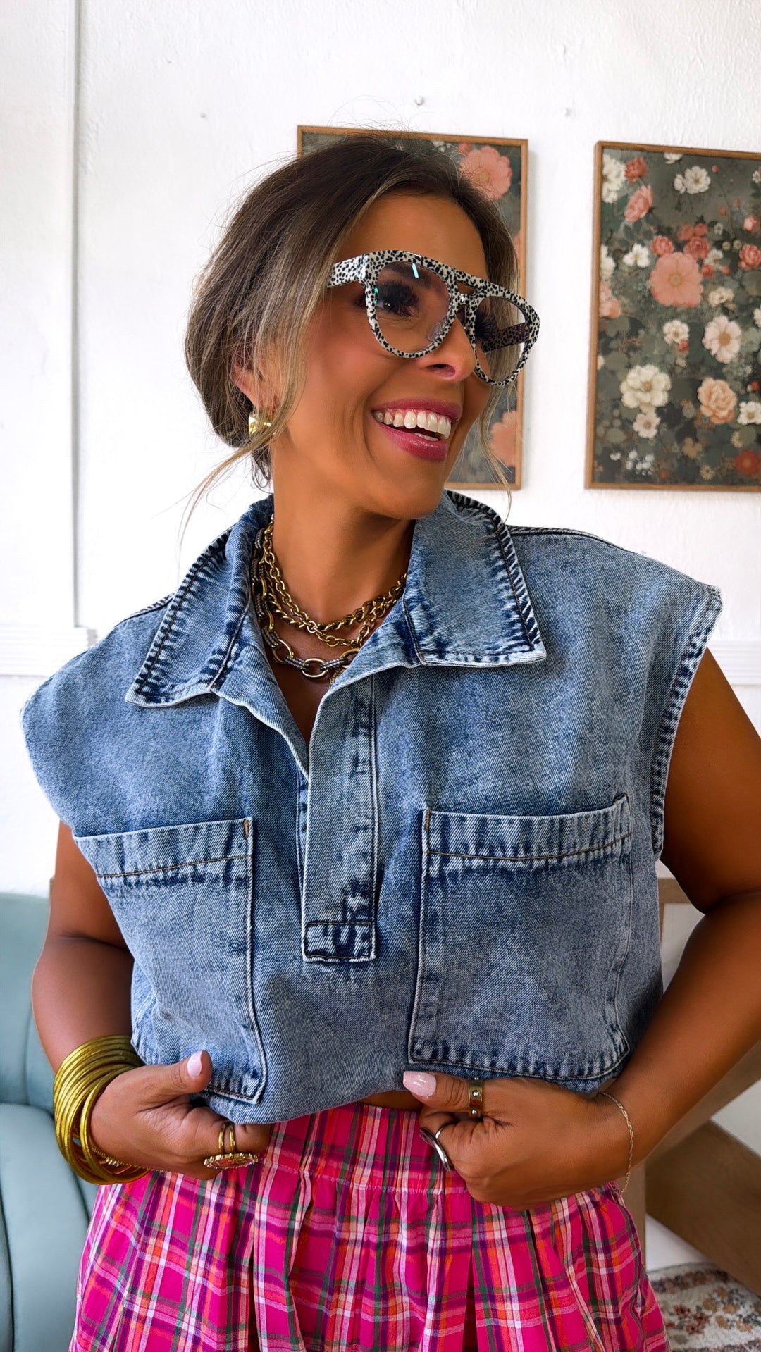 West Ranch Collared Top, Denim